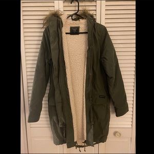 Abercrombie & Fitch Faux Fur-Lined Military Parka - Size M